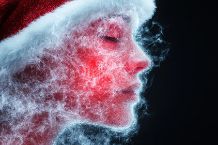 Mysterious face in red and whiteの素材