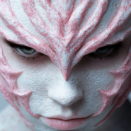 Surreal alien face close-upの素材