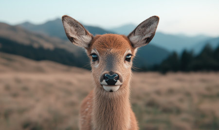 Curious deer in mountain landscapeの素材