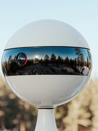 Surreal winter landscape reflected in a crystal ballの素材