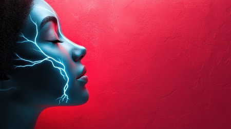 Dramatic lightning bolt on faceの素材