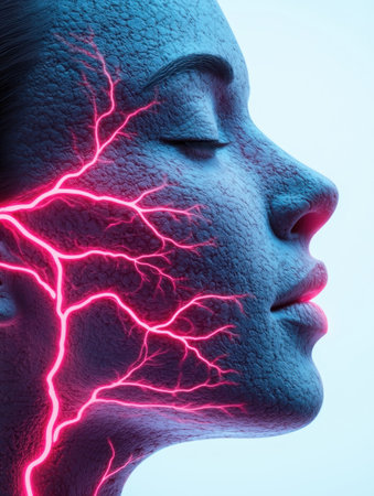 abstract human face with lightning bolt designの素材