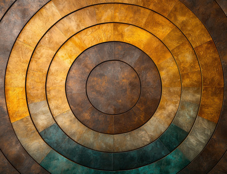 Concentric circles of warm and cool tonesの素材