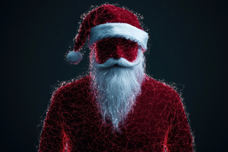 santa claus in red velvet costume with sparkling lightsの素材