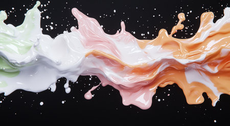 Colorful abstract paint splash on black backgroundの素材