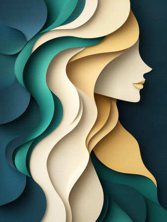 abstract profile of woman with flowing hairの素材