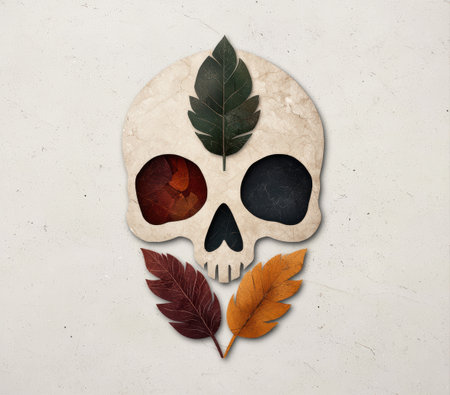 Autumn skull made of leavesの素材
