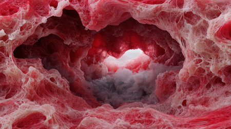 Surreal abstract red and black cave interior landscapeの素材