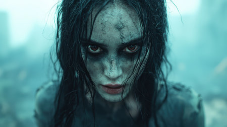 Haunting portrait of a dark and mysterious womanの素材