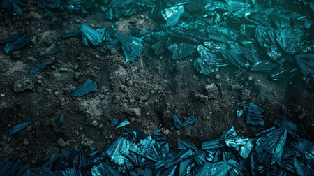 Frozen crystals of ice in dark tonesの素材