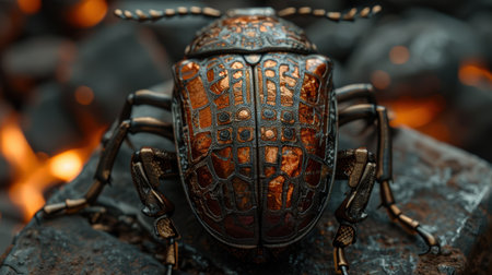 Detailed close-up of a colorful insectの素材