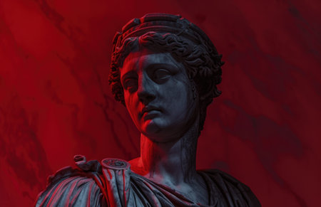 Dramatic red and black statue portraitの素材