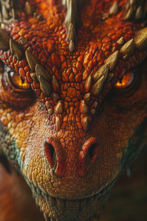 Close-up of a vibrant dragon scale textureの素材