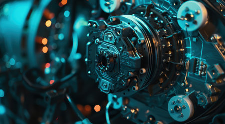 Intricate machinery of a high-tech engineの素材