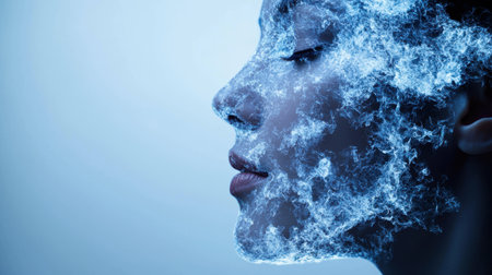 Icy portrait of a person's faceの素材