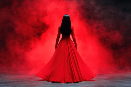 Mysterious woman in red dressの素材