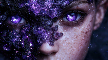 Sparkling purple galaxy eye makeupの素材
