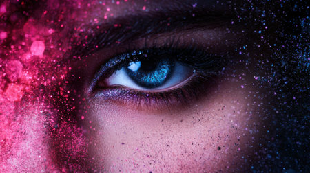 Vibrant eye with glittering particlesの素材