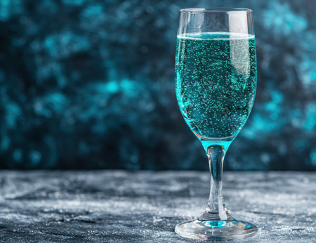 Sparkling blue cocktail in a glassの素材