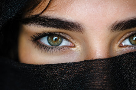 Mysterious eyes peering through scarfの素材