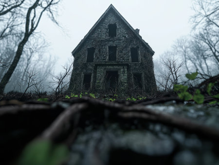 Abandoned stone house in the woodsの素材