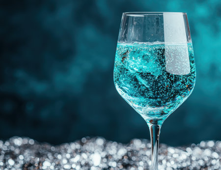 Sparkling blue cocktail in glassの素材
