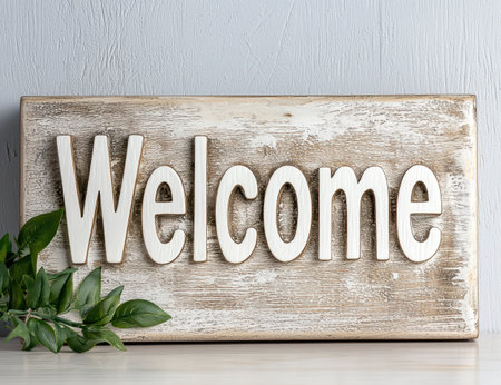 Rustic wooden welcome signの素材