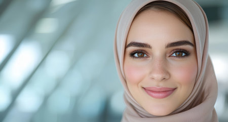 beautiful woman in hijab smilingの素材