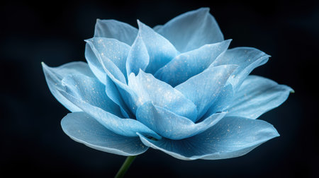 Ethereal blue lotus flower with sparkling water dropletsの素材