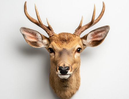 Close-up portrait of a majestic deer with impressive antlersの素材