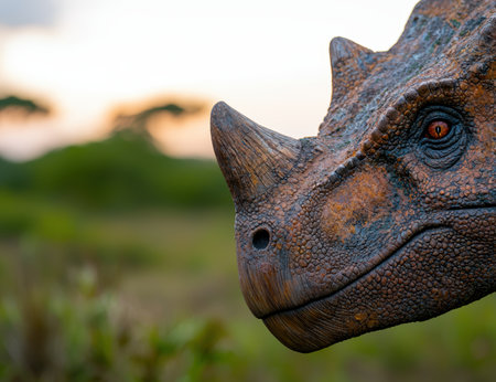 Close-up of a chameleon with vibrant colors and textured skinの素材