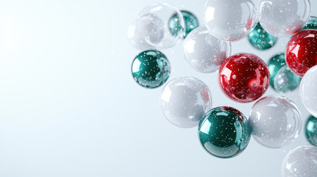 Festive glass ornaments with snowflakesの素材