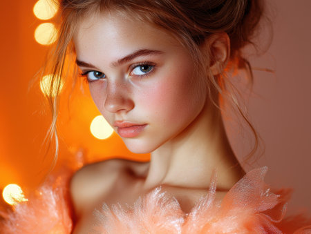 beautiful young woman with blue eyes and blonde hairの素材