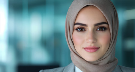 portrait of a woman wearing a hijabの素材