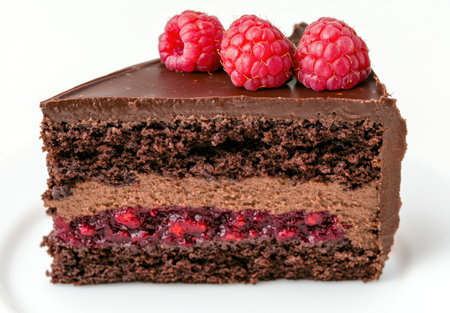 Delicious chocolate cake with raspberriesの素材