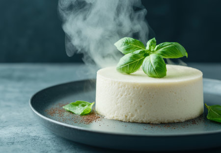 Steaming Basil Garnished Cheesecakeの素材