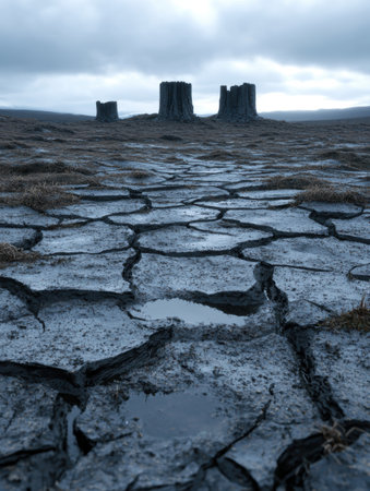 Desolate Landscape with Towering Basalt Columnsの素材