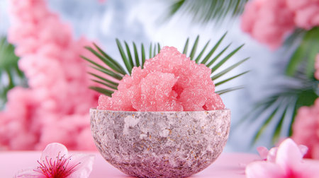 tropical pink floral arrangement with sugar crystalsの素材