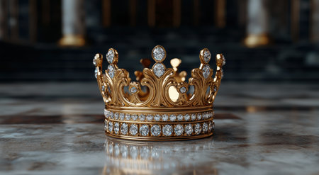 Ornate golden crown with diamondsの素材