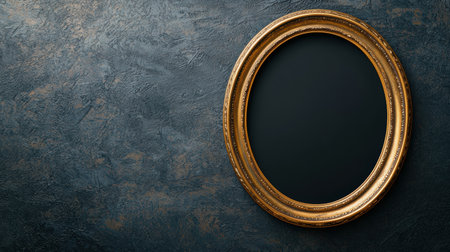 Ornate golden frame on dark textured backgroundの素材