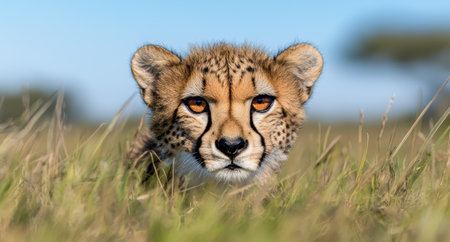 Close-up portrait of a cheetah in the wildの素材