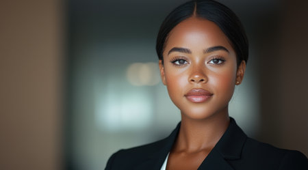 confident professional woman in black suitの素材