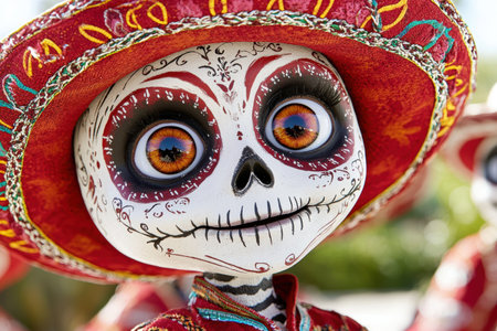 Colorful skull mask with intricate designsの素材