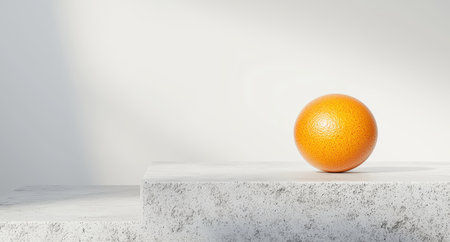 Vibrant orange citrus fruit on minimalist concrete surfaceの素材