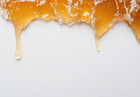 Dripping honey on a white backgroundの素材