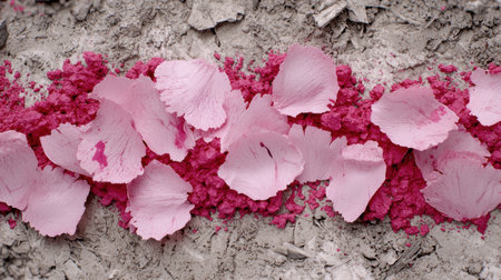 Vibrant pink mushrooms on forest floorの素材