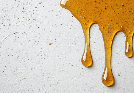 Honey dripping on a textured surfaceの素材