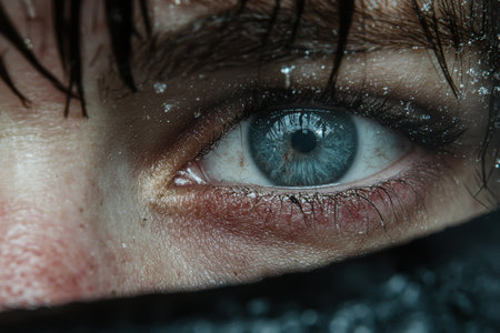 Closeup of a human eye with water dropletsの素材