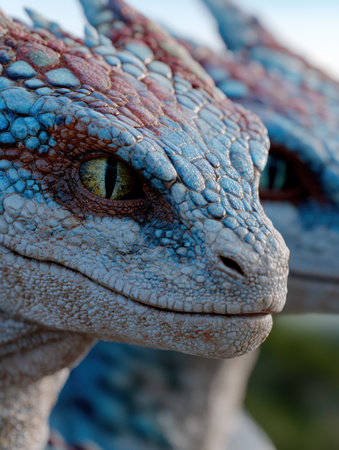 Extreme close-up of a colorful lizard's eyeの素材