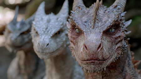 close-up of a fierce-looking dragonの素材